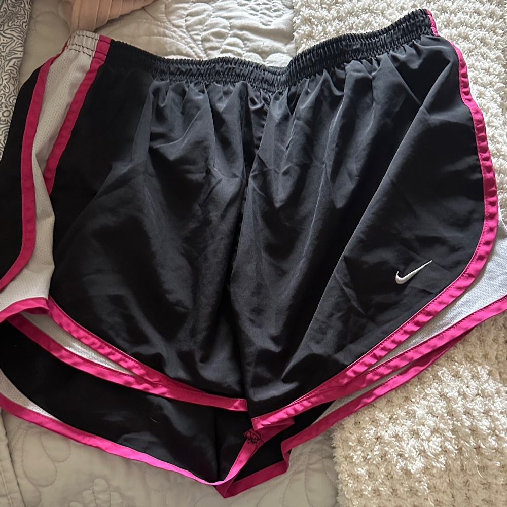 Nike Women's Black and Pink Athletic Shorts